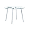 Modern Minimalist Style Circular Transparent Tempered Glass Table, Tempered Glass Tabletop, Silver Metal Table Legs, Suitable For Kitchen, Dining Room, And Living Room, 40 