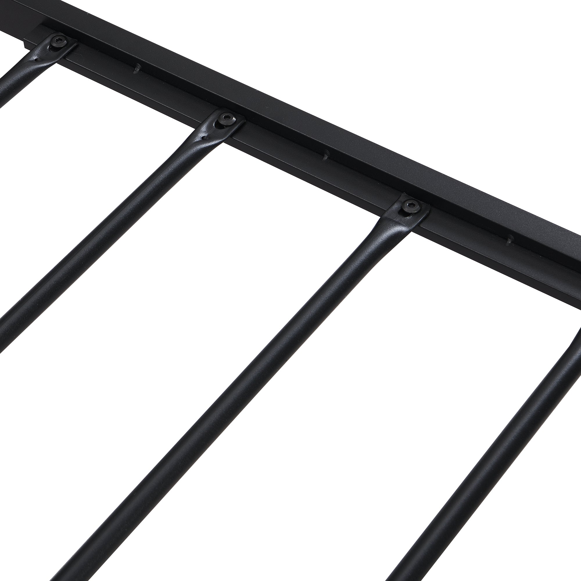 Full Size Metal Platform Bed Frame with Wooden black-metal