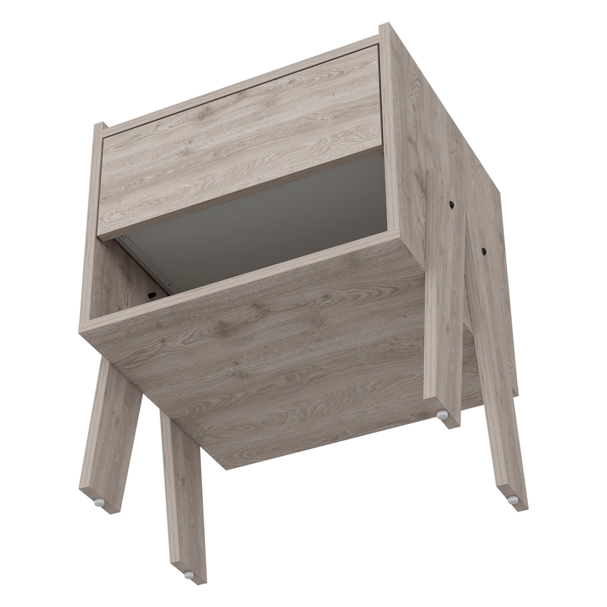 Nightstand 22"H, One Drawer, One Open Shelf, Light Gray Gray Particle Board Particle Board