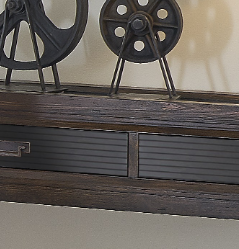 Branson 2 Drawer Sofa Table, No Assembly Required, Two Tone Finish Brown Brown Primary Living Space Transitional Pine Rectangular Drawers Console Tables Rectangular Pine