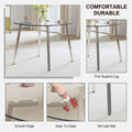 Modern Minimalist Style Circular Transparent Tempered Glass Table, Tempered Glass Tabletop, Silver Metal Table Legs, Suitable For Kitchen, Dining Room, And Living Room, 42 