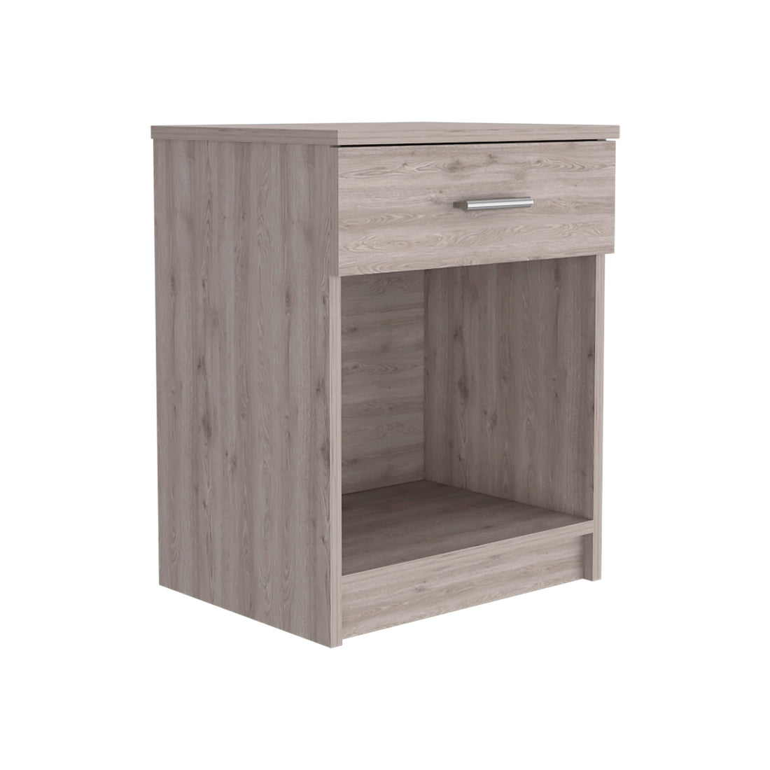 Nightstand 21"H, One Drawer, Low Shelf, Superior Top, Light Gray Gray Particle Board Particle Board