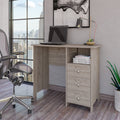 Antara Computer Desk With Open Storage Shelf And 3 Drawers, Light Gray Gray Particle Board Particle Board