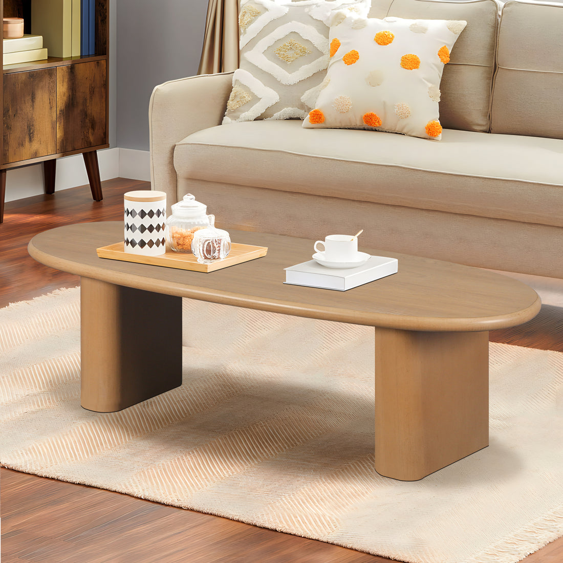 51'' Tapered Tabletop Coffee Table Natural Wood Natural Wood Mdf