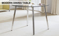 Modern Minimalist Style Circular Transparent Tempered Glass Table, Tempered Glass Tabletop, Silver Metal Table Legs, Suitable For Kitchen, Dining Room, And Living Room, 42 