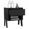 Caladium Nightstand, One Drawer, One Open Shelf, Black Black Particle Board Particle Board