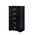 Modern 5 Tier Bedroom Chest Of Drawers, Dresser With Drawers, Clothes Organizer Metal Pulls For Living Room, Bedroom, Hallway, Black, 25.2 L X 15.8 W X 43.5 H Black Particle Board