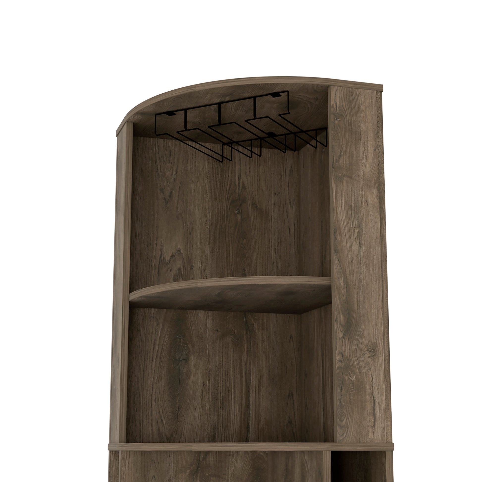 71" H Light Dark Brown Bar Cabinet, With Two Shelves At The Top, 1 Glass Holder, 8 Exterior Bottle Racks, 1 Central Shelf And A Lower Drawer With 2 Side Doors Brown Particle Board Particle Board