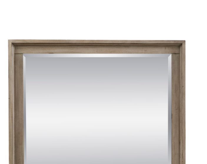 Hideaway Mirror, No Assembly Required, Orchard Grey Finish Greige Transitional Wood