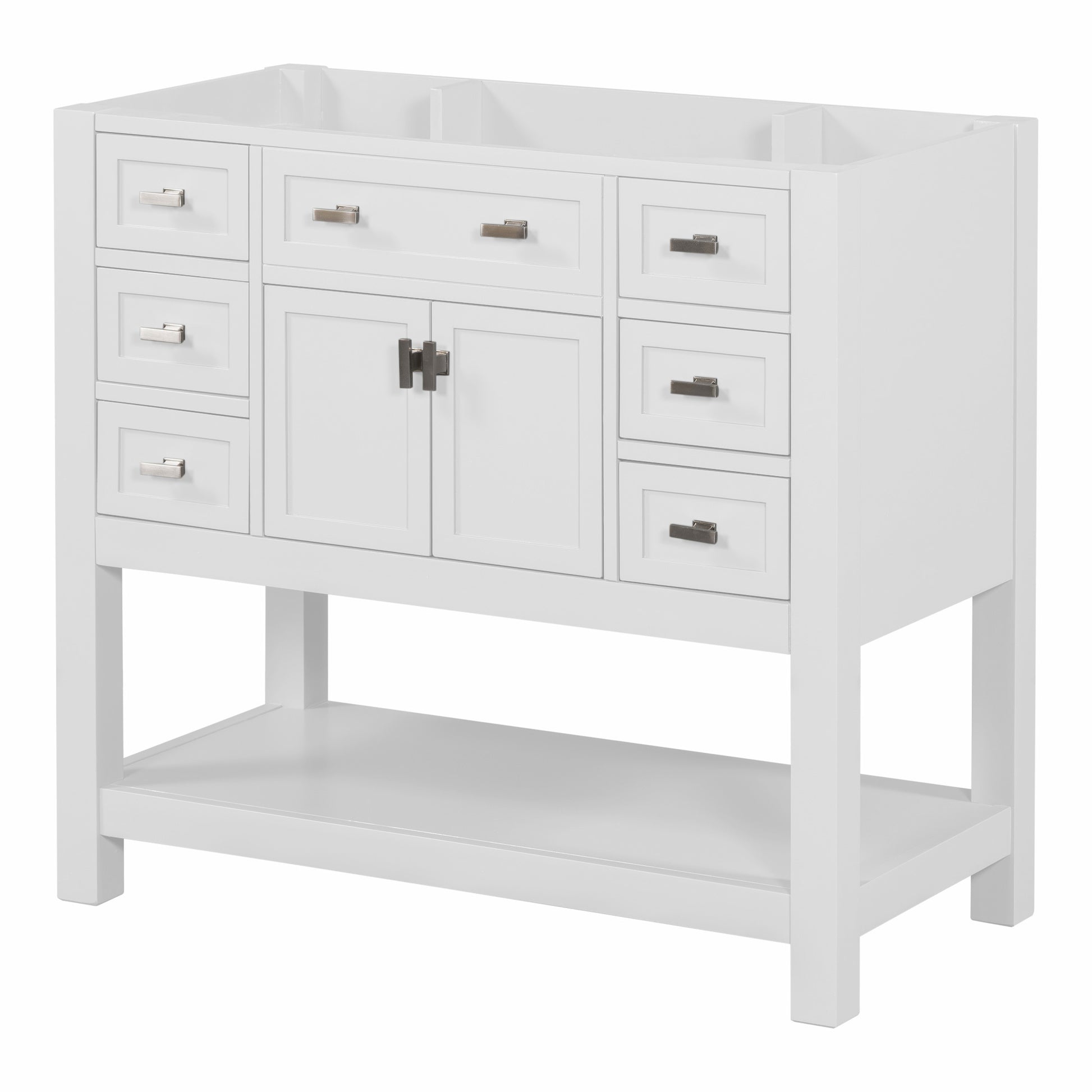 36'' Bathroom Vanity Without Top Sink, White Cabinet Only, Modern Bathroom Storage Cabinet With 2 Soft Closing Doors And 6 Drawers Not Include Bathroom Vanity Sink 4 White 2 1 Soft Close Doors Freestanding Mdf Painted