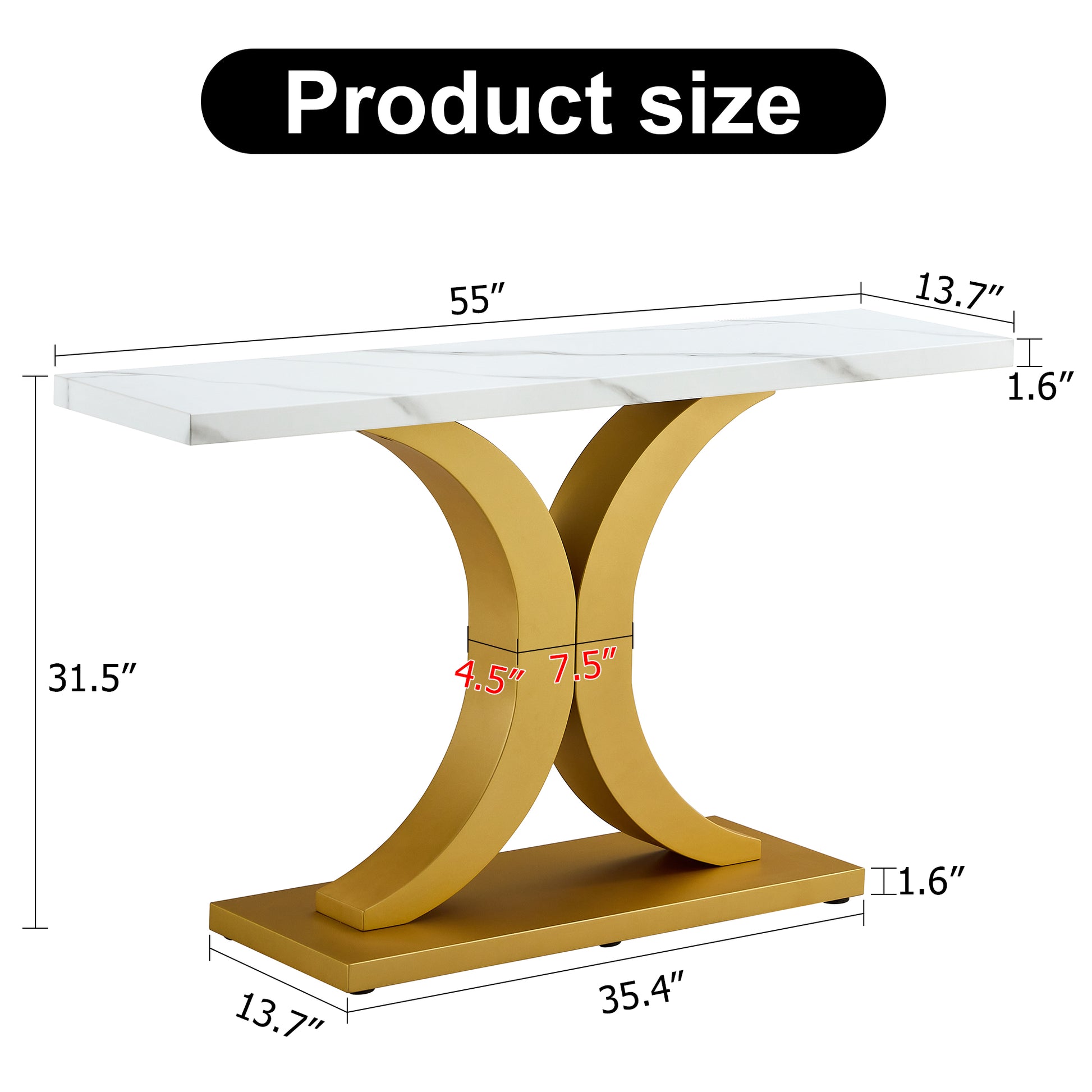 A Modern Minimalist Style Foyer Table With White Tabletop, Gold Bracket, And Bottom Plate, Enhancing The Beauty And Artistic Atmosphere Of The Home, Suitable For The Foyer Fxg White Gold Mdf
