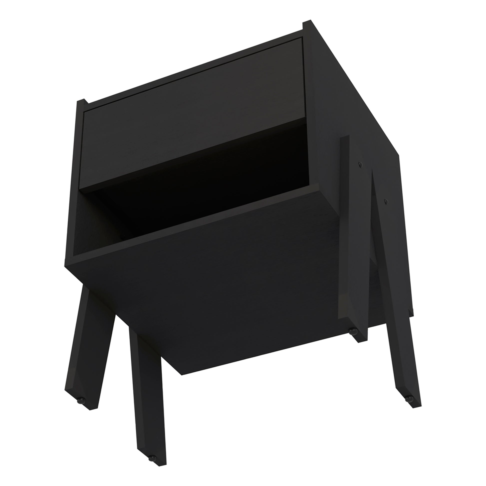 Caladium Nightstand, One Drawer, One Open Shelf, Black Black Particle Board Particle Board