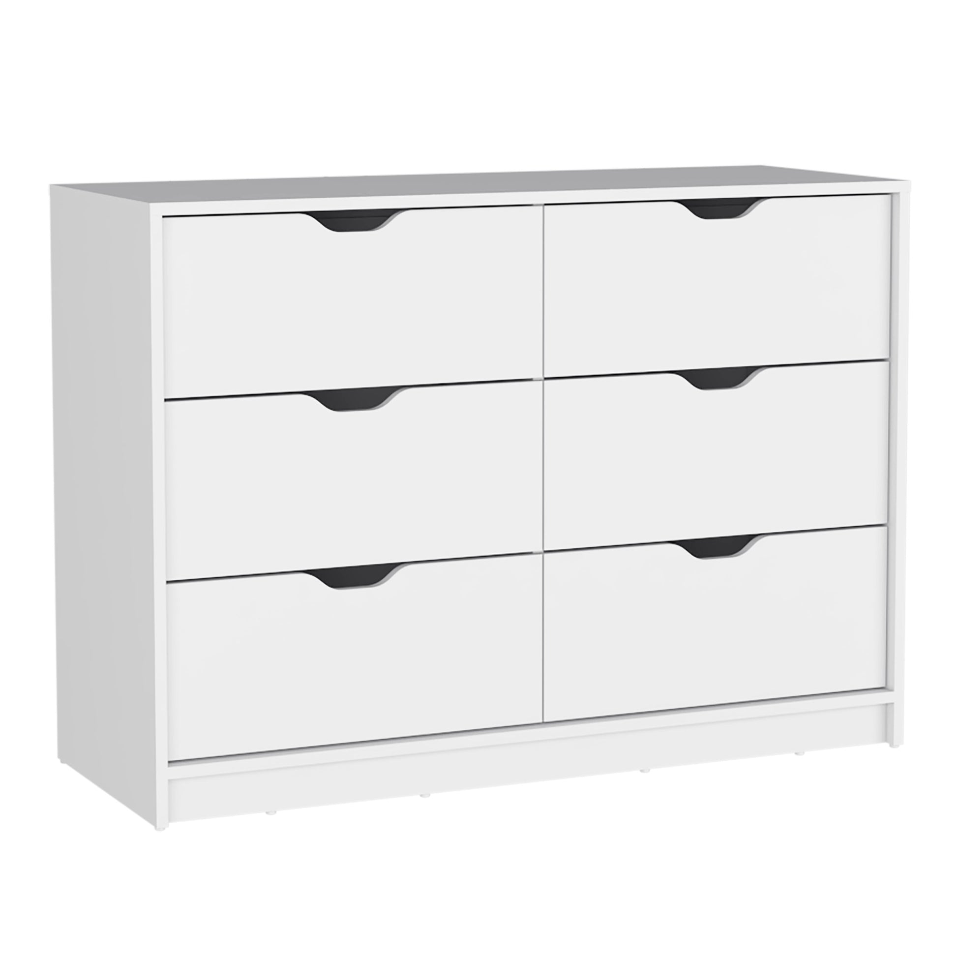 Dresser 30"H, 4 Drawer Dresser With 2 Lower Cabinets, Drawer Chest, White White Particle Board Particle Board