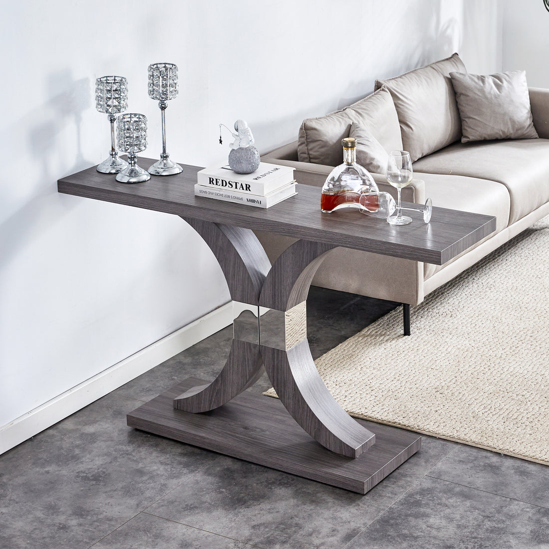 Modern Minimalist Style Natural Gray Wood Foyer Table, Equipped With Mdf Wood Tabletop And Mdf Stainless Steel Bracket, Enhances The Beauty And Artistic Atmosphere Of The Home, Suitable For Foyer .Fxg Gray Mdf