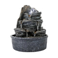 9.8Inches Indoor Tabletop Fountain Cascading Fountain With Led Light & Crystal Ball Gray Resin