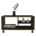 Aveiro Coffee Table, Four Casters, Three Shelves, Walnut Black Multicolor Particle Board Particle Board