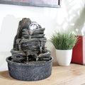 9.8Inches Indoor Tabletop Fountain Cascading Fountain With Led Light & Crystal Ball Gray Resin