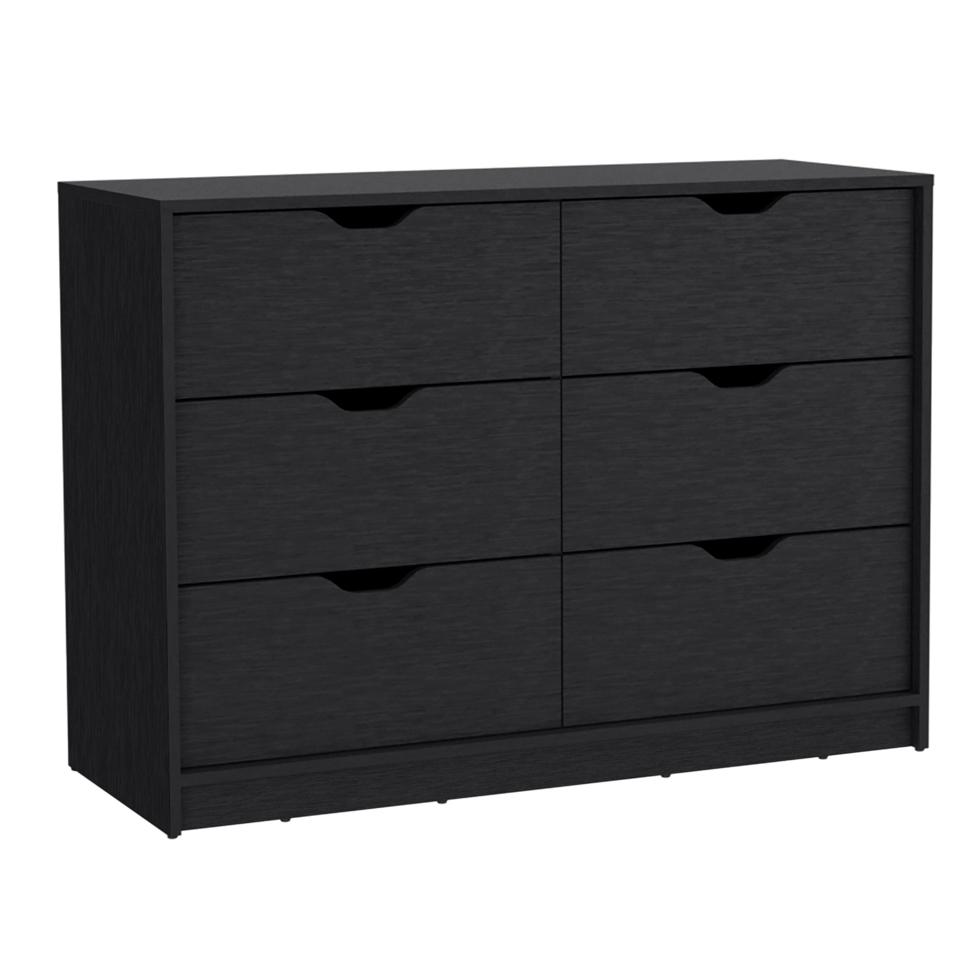 Dresser 30"H, Drawer Dresser With 2 Lower Cabinets, Drawer Chest, Black Black Particle Board Particle Board