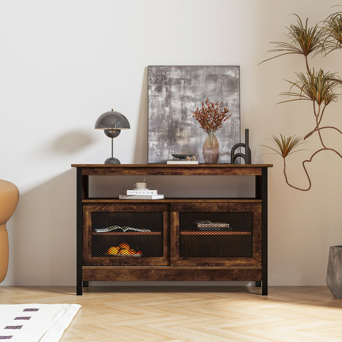 Led Buffet Sideboard, Farmhouse Storage Cabinet