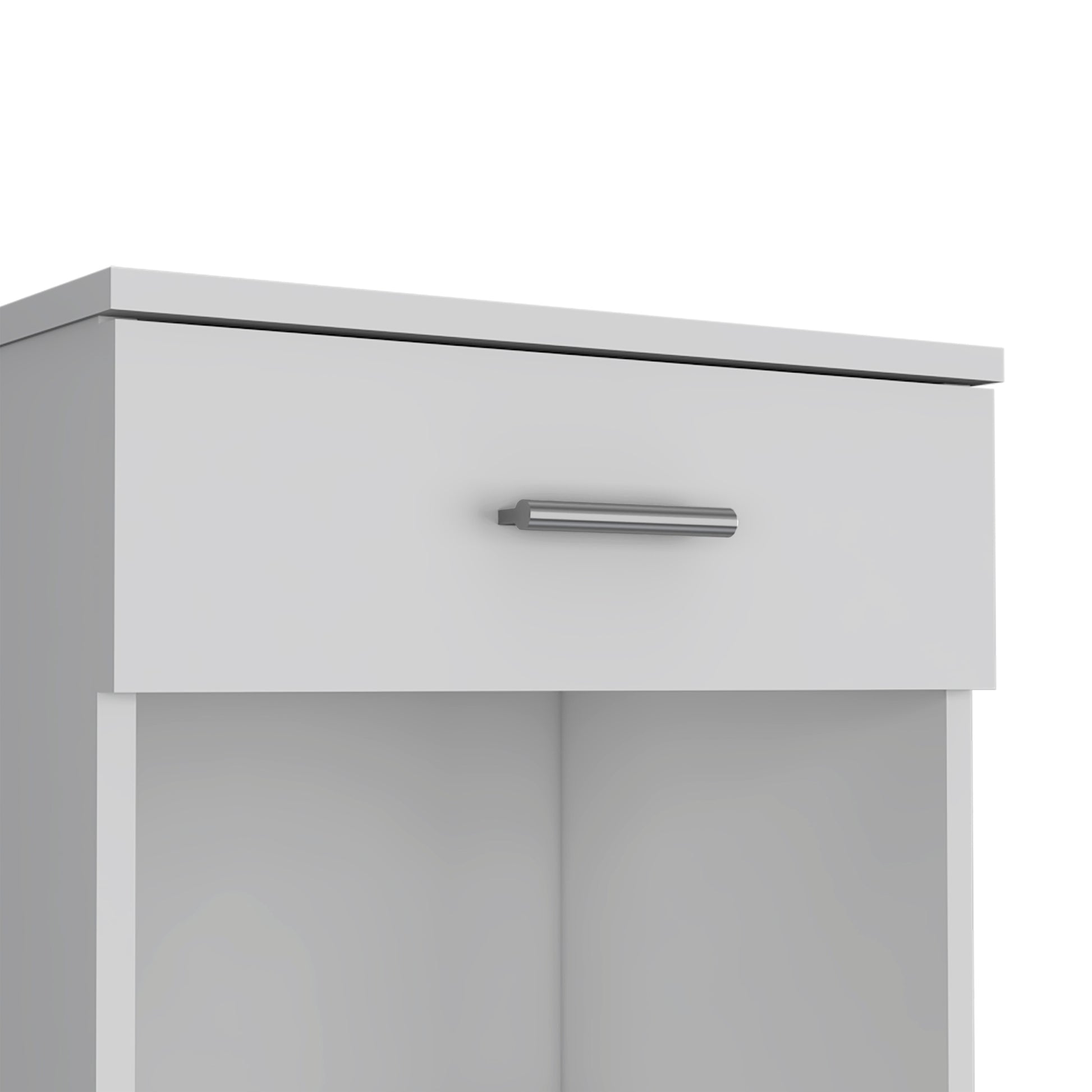 Nightstand 21"H, One Drawer, Low Shelf, Superior Top, White White Particle Board Particle Board