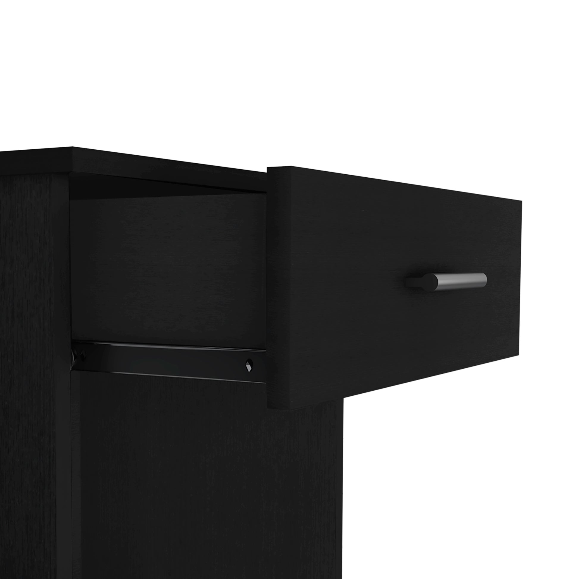 Nightstand 21"H, One Drawer, Low Shelf, Superior Top, Black Black Particle Board Particle Board