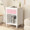 26.77''H Wooden Nightstand With One Drawer One Shelf For Kids, Adults, Pink Pink Mdf