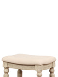 Saddle Top Wooden Bar Stool With Fabric Upholstery,Brown And Beige Beige Brown Wood Fabric