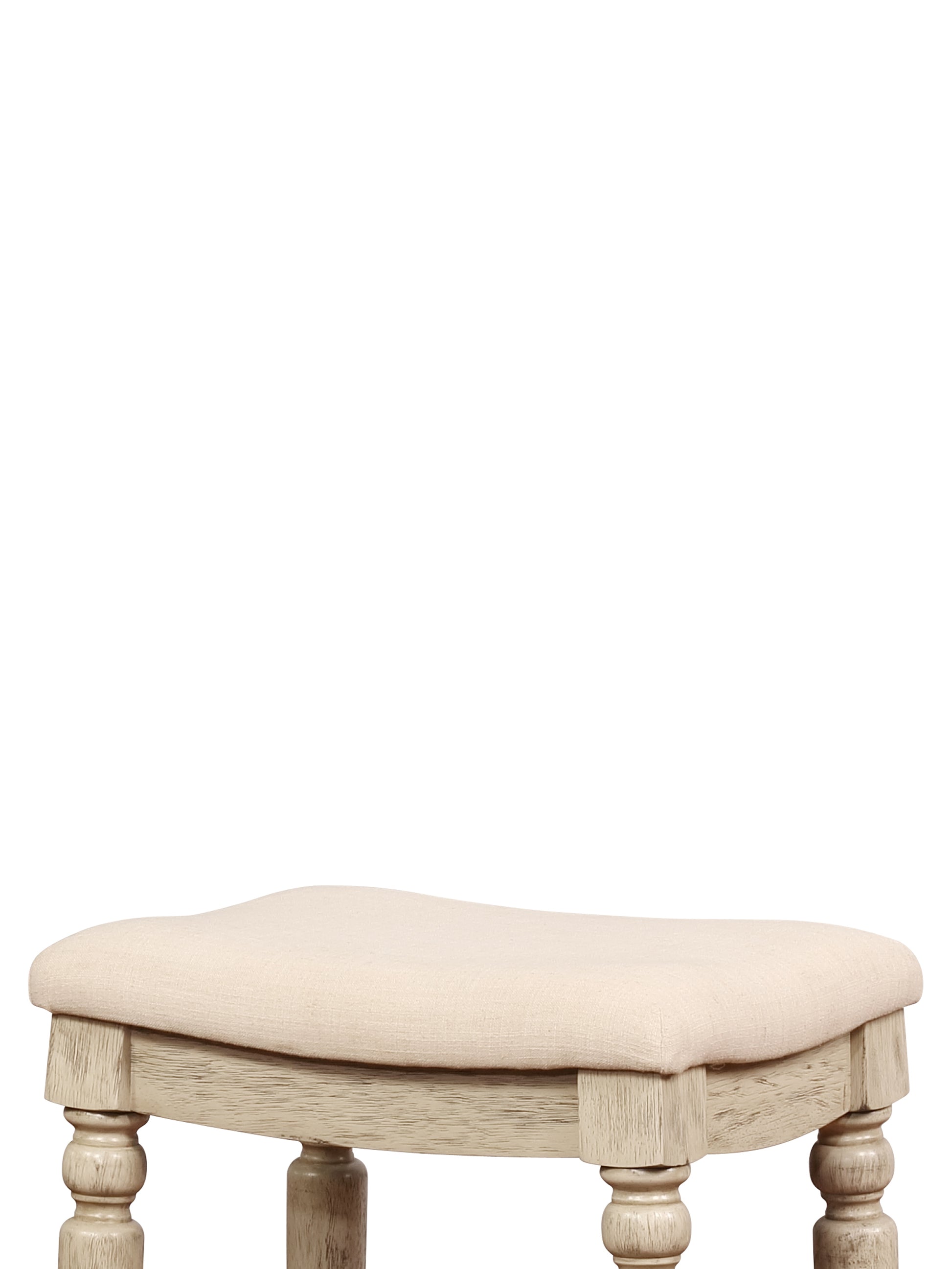 Saddle Top Wooden Bar Stool With Fabric Upholstery,Brown And Beige Beige Brown Wood Fabric