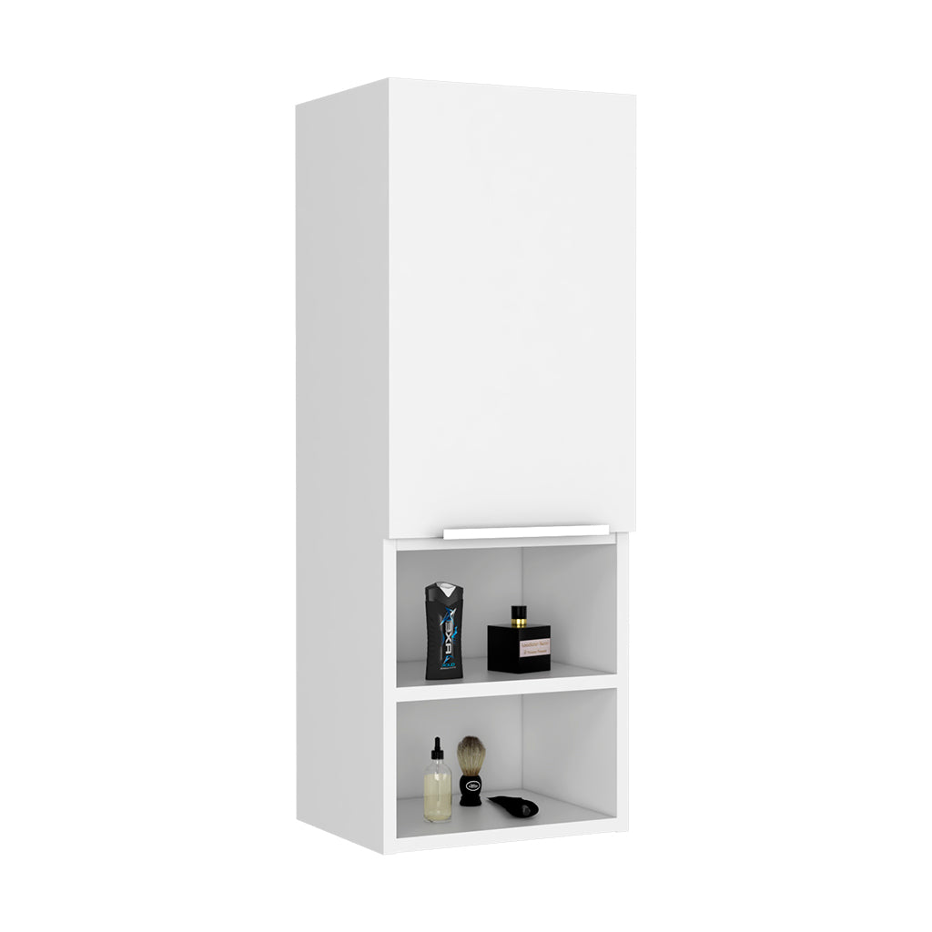 Medicine Single Door Cabinet 32" H, Two Interior Shelves, Two External Shelves, White White Particle Board Particle Board