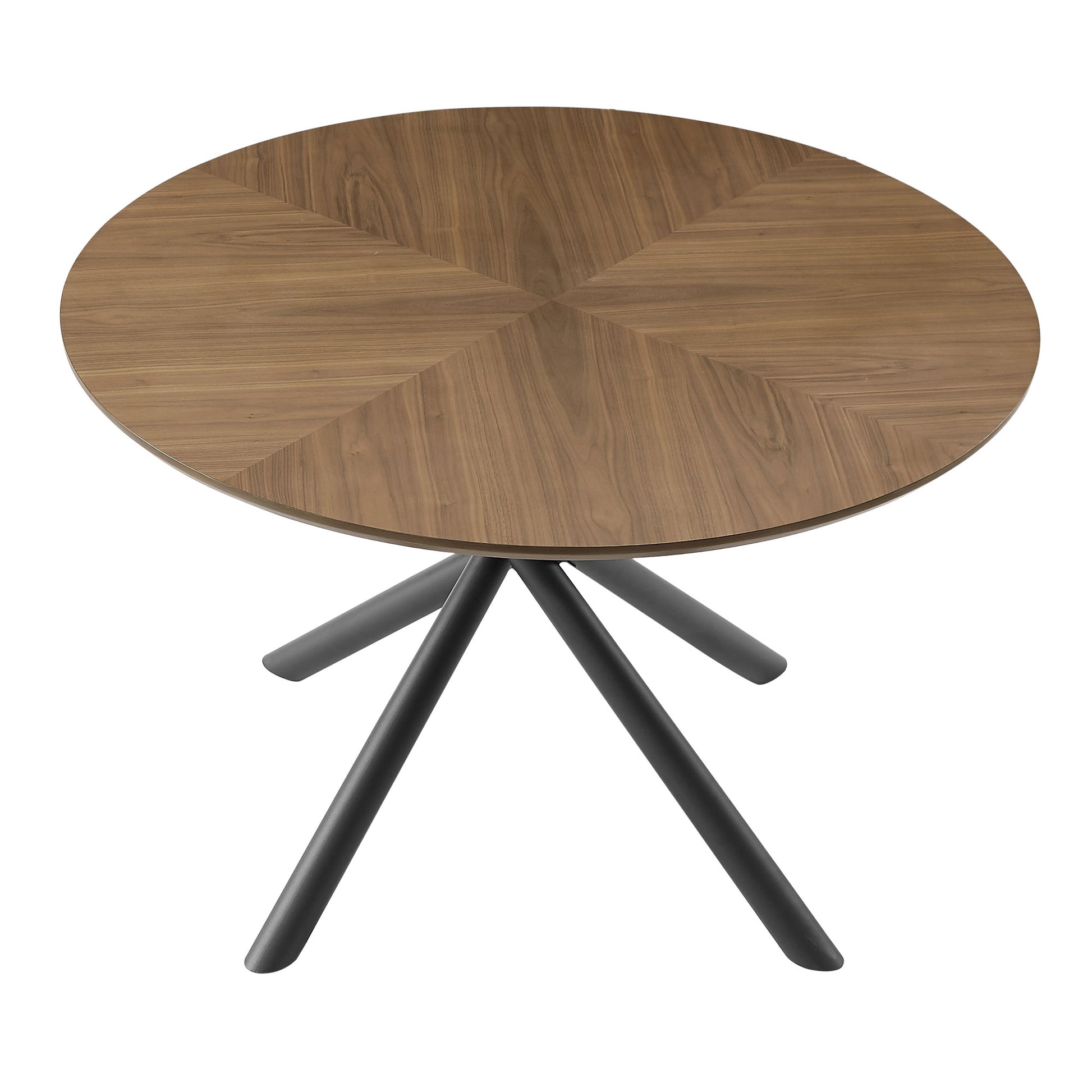 53.14'' Round Mdf Coffee Table End Table Short Leisure Tea Table Cross Legs Metal Base, Easy To Assemble,Walnut. Walnut Mdf Iron