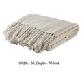 Fabric Throw Blanket with Woven Ends and Fringes,