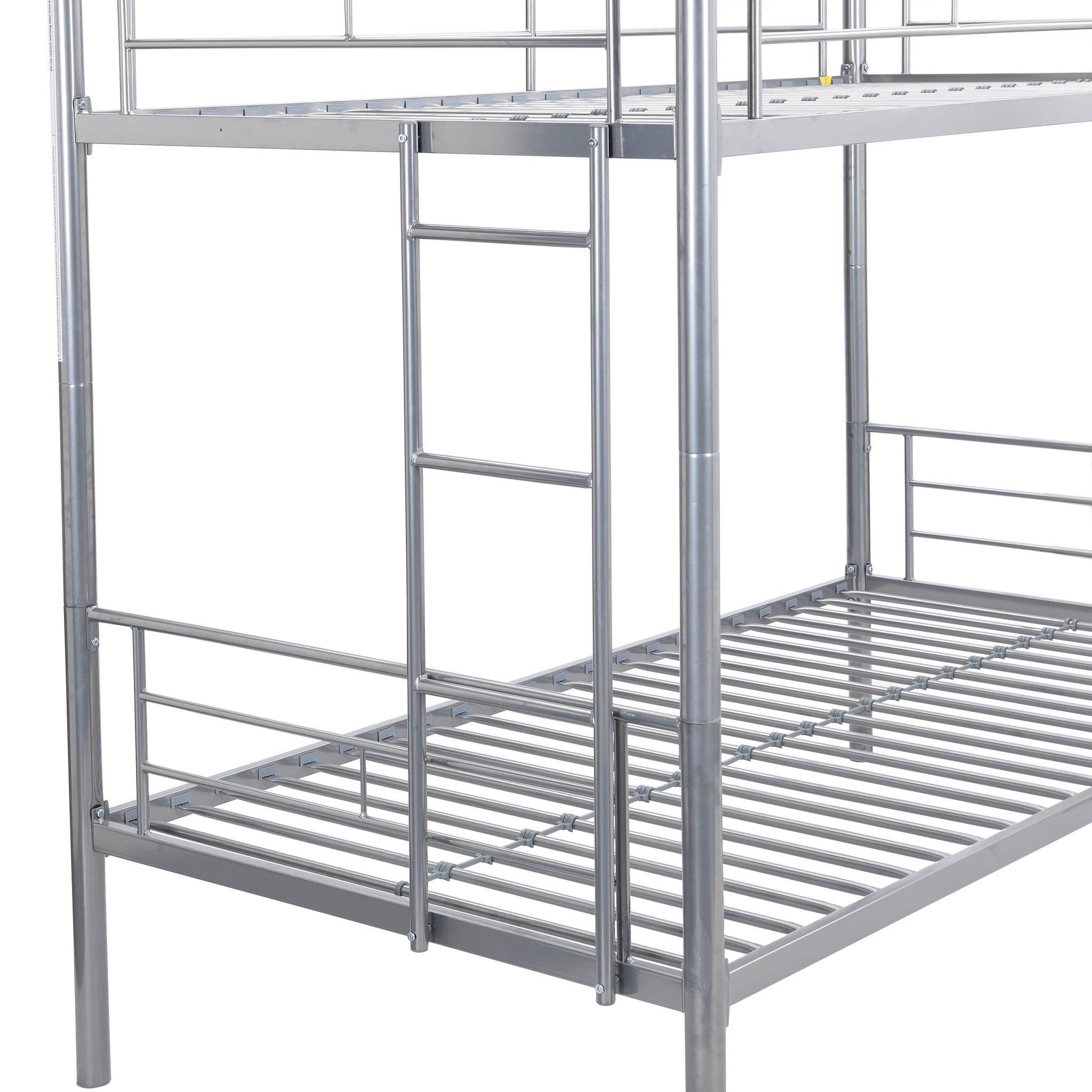 METAL BUNK BED WITH TRUNDLE SILVER silver-metal