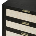 Modern 6 Drawer Dresser Wood Cabinet Black Black Particle Board