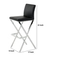 Bar Stool With X Shape Legs, Set Of 2, Black And Chrome Black And Silver Metal