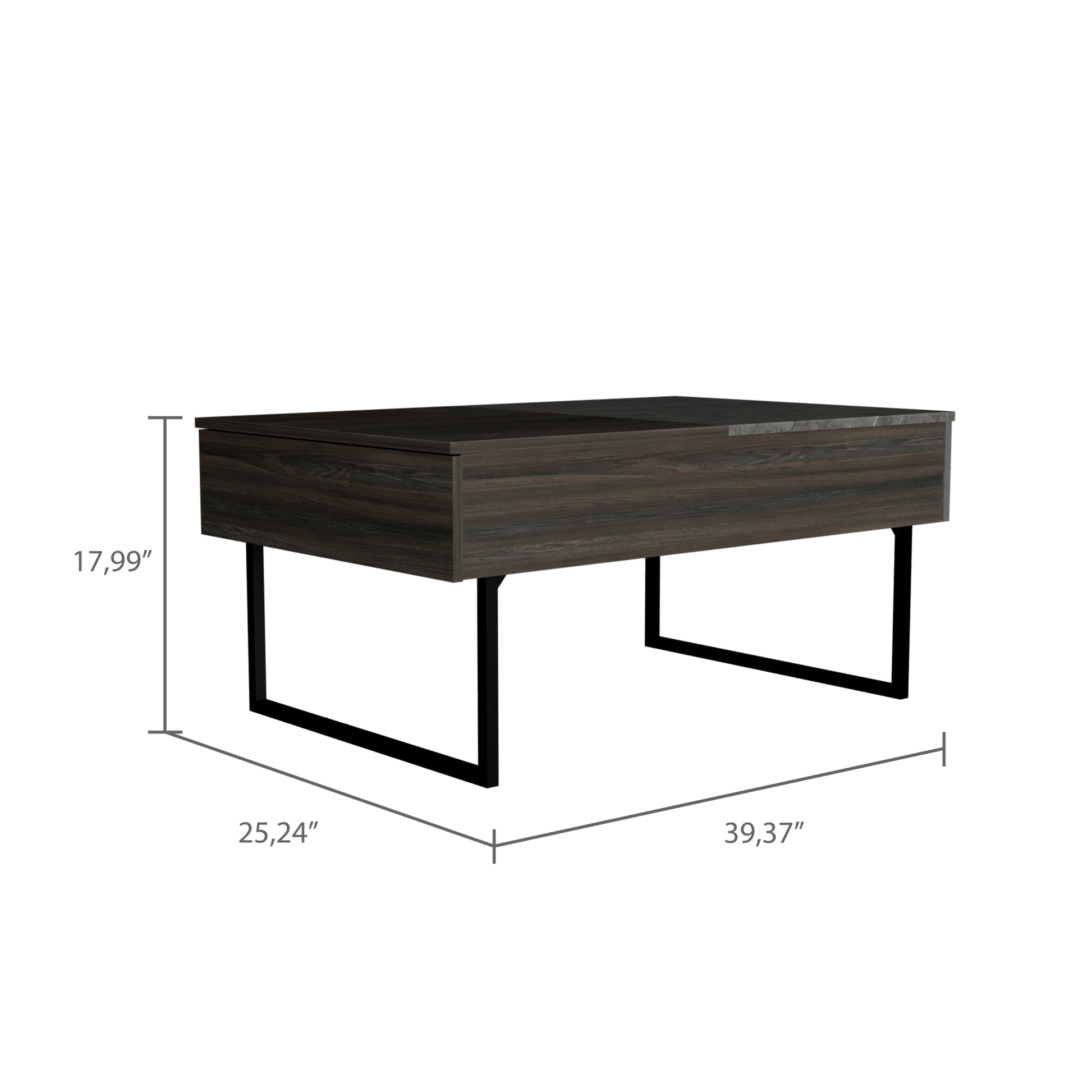 Toronto Lift Top Coffee Table, One Drawer, Two Legs, Carbon Espresso Onyx Multicolor Particle Board Particle Board