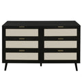 Modern 6 Drawer Dresser Wood Cabinet Black Black Particle Board