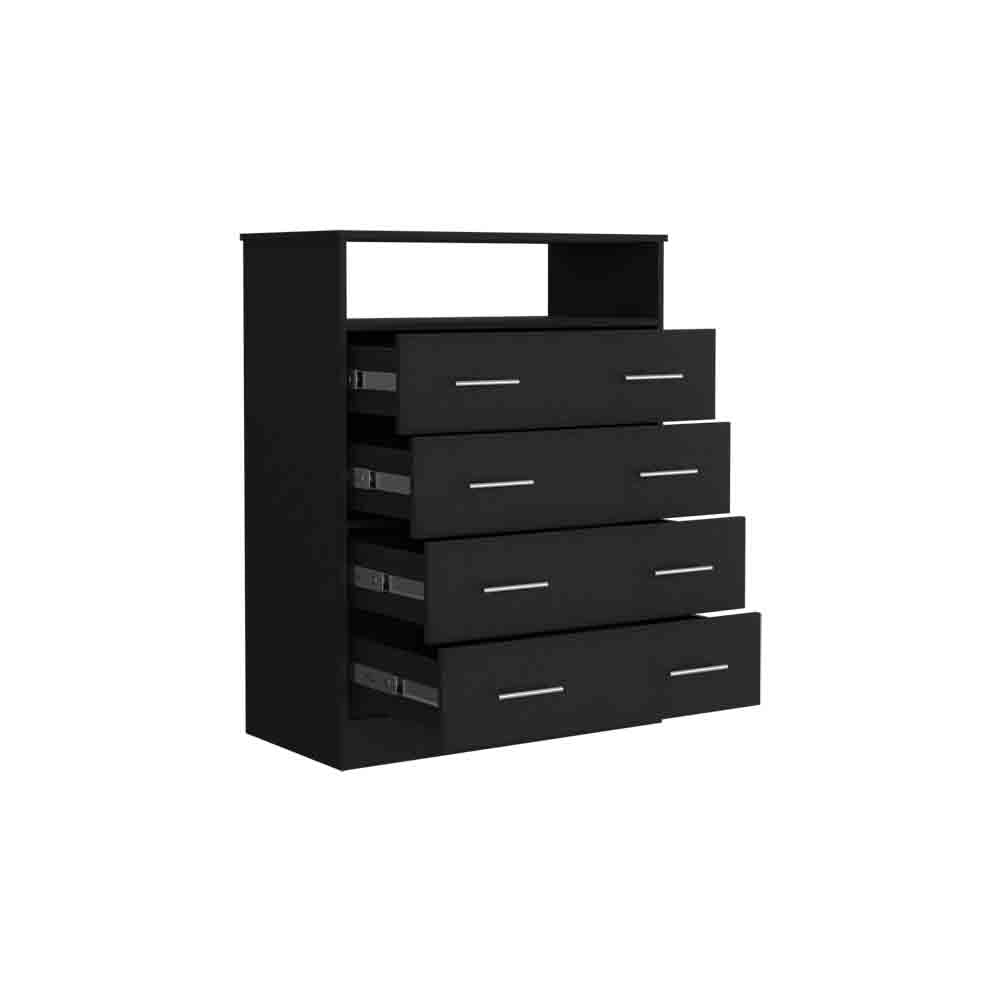 Four Drawer Dresser Wuju, Bedroom, Black Black Particle Board Particle Board