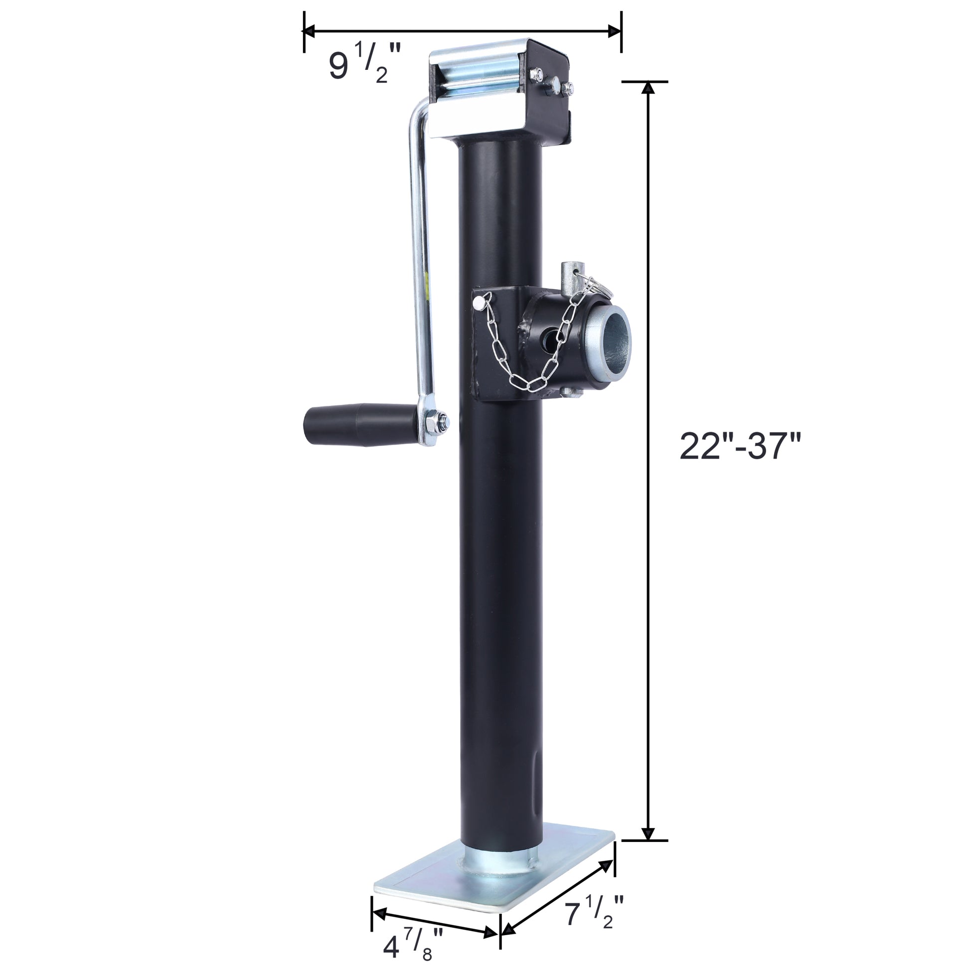 Weld On Pipe Mount Swivel Trailer Jack, 5,000 Lbs. 15 1 2 Inches Vertical Travel, Black Black Steel