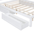 Queen Size Elegant Bed Frame With Rattan Headboard And Sockets ,White White Rattan