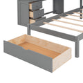 Full Over Twin Bunk Bed With Desk, Drawers And Shelves, Gray Gray Solid Wood