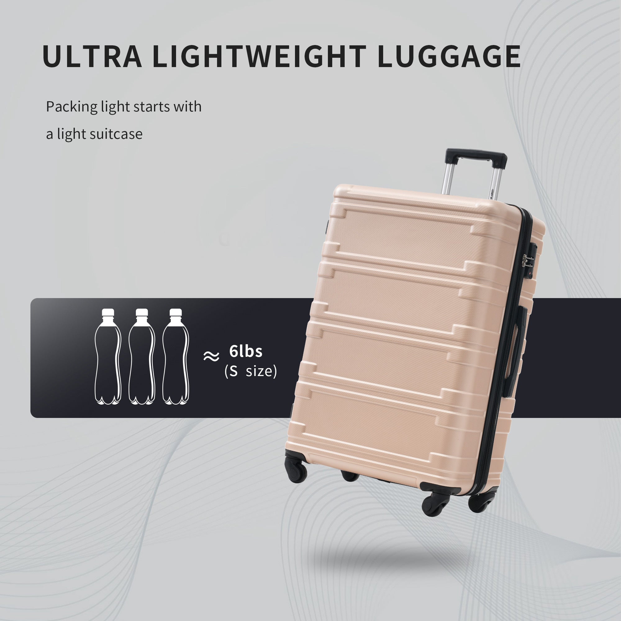 Hardshell Luggage Sets 3 Pcs Spinner Suitcase with TSA maltose color-abs