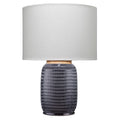 Table Lamp With Ribbed Ceramic Body And Fabric Shade, Gray Gray Ceramic