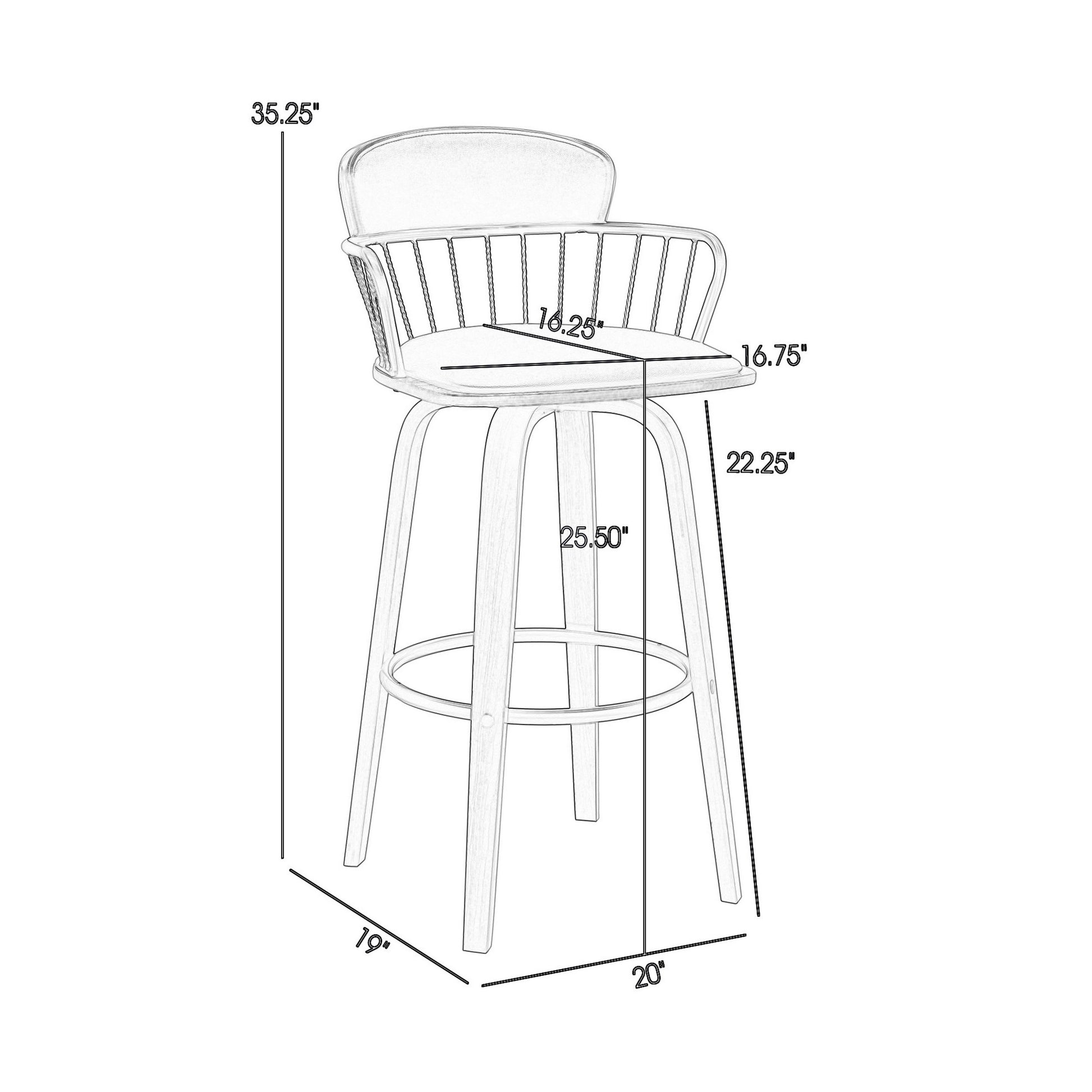 Wiz 26 Inch Counter Stool Chair, Slatted, Gray Faux Leather, Walnut Brown Brown Gray Wood Metal