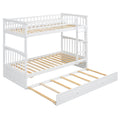 Twin Over Twin Bunk Bed With Twin Size Trundle, Convertible Beds, White Box Spring Not Required Twin White Bedroom Bunk Solid Wood Mdf