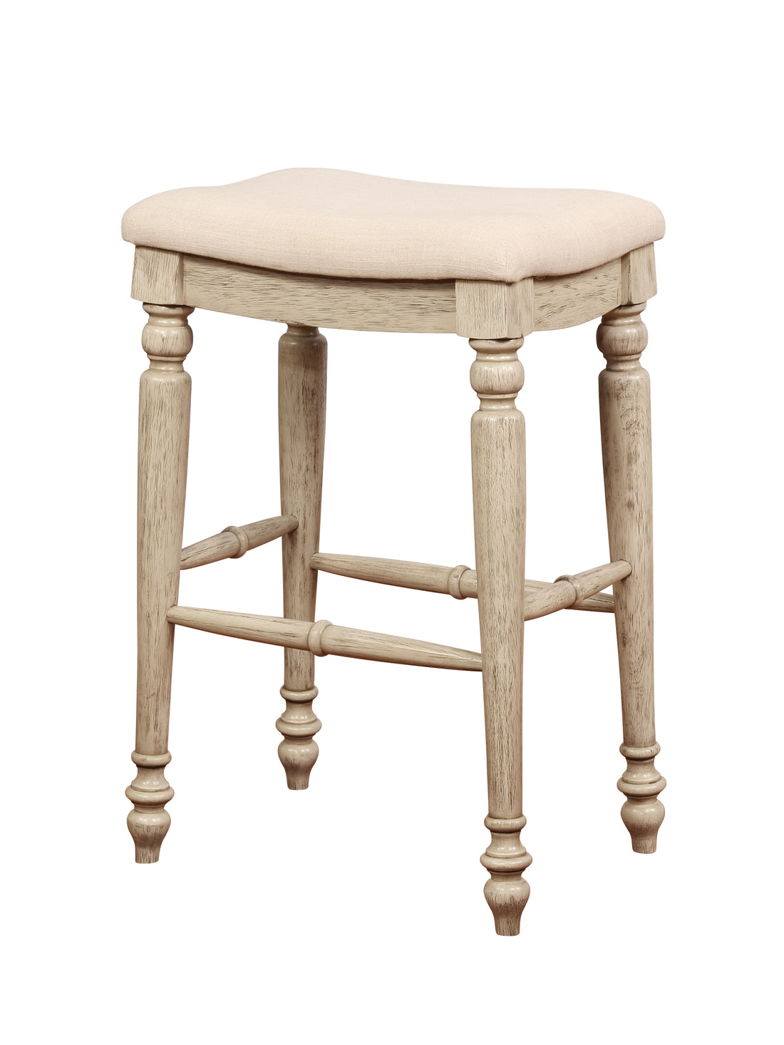 Saddle Top Wooden Bar Stool With Fabric Upholstery,Brown And Beige Beige Brown Wood Fabric