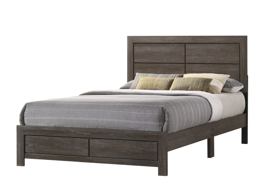 Hopkins Queen Bed In One Box Brown Dark Brown Wood