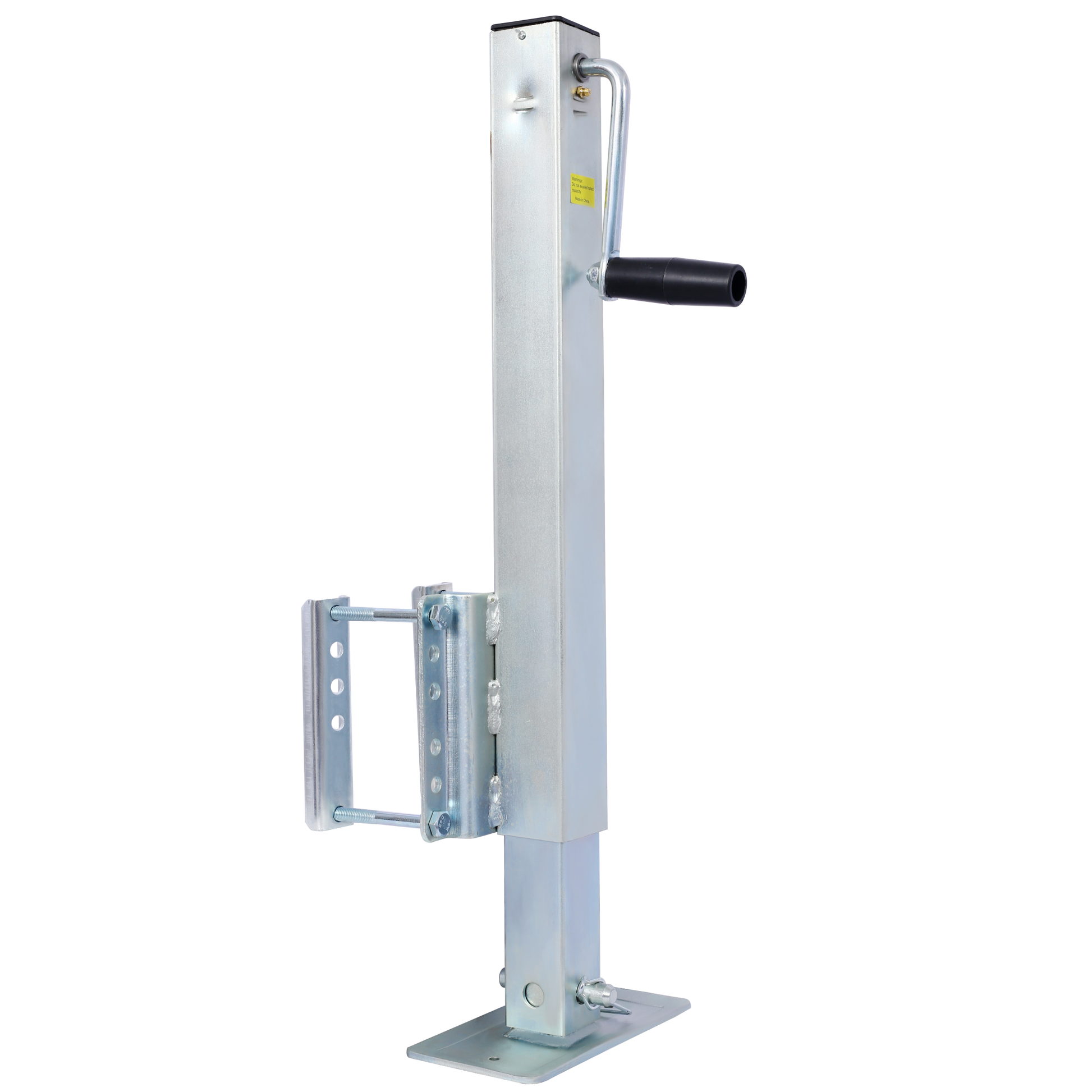 Heavy Duty Trailer Jack, Fixed Mount Jack W Drop Leg, 28.6 In. Of Lift, Max Load 2,500 Lbs Silver Steel