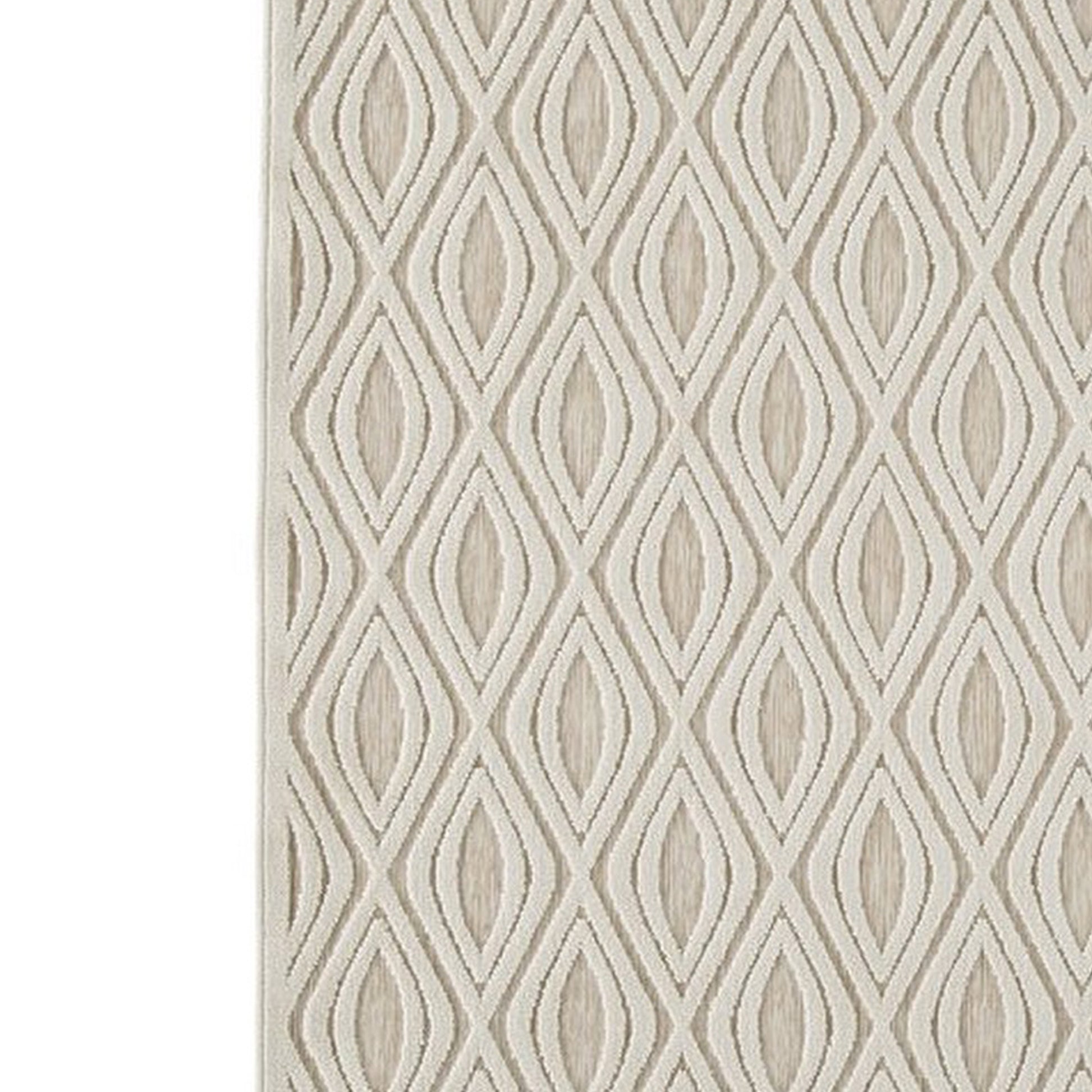 Rectangular Polypropylene Rug With Geometric Pattern, Medium, Beige Beige Fabric