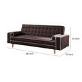 Futon Sofa Bed With Matching Bolsters, Dark Brown Brown Wood Fabric 3 Seat