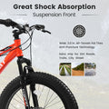 S24109 24 Inch Fat Tire Bike Adult Youth Full Shimano 7 Speeds Mountain Bike, Dual Disc Brake, High Carbon Steel Frame, Front Suspension, Mountain Trail Bike, Urban Commuter City Bicycle Cycling Orange Without Anti Slip Garden & Outdoor American Design